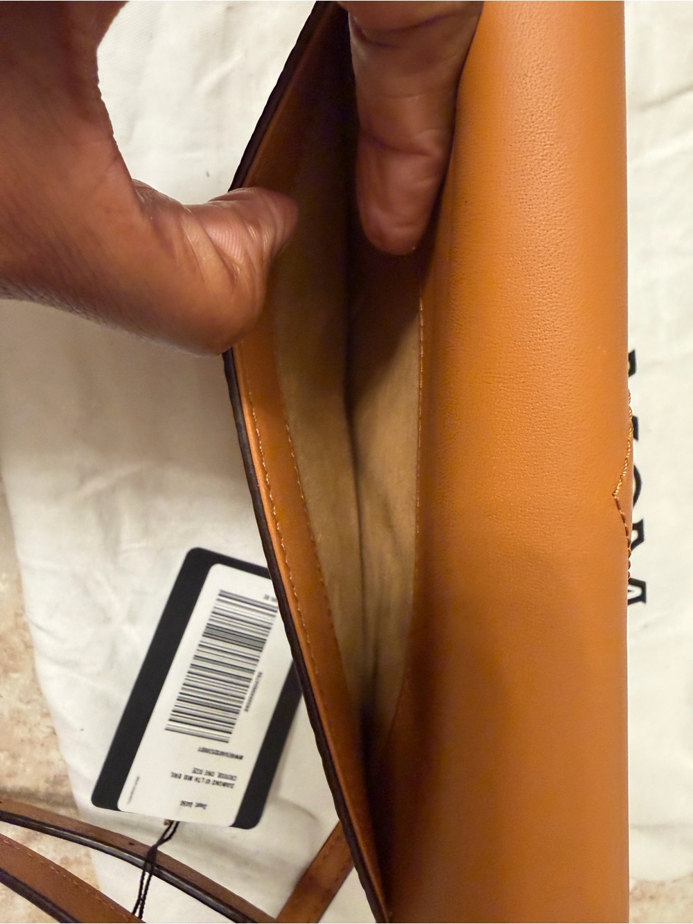 MCM Tan Visetos Crossbody Bag with Gold Chain Strap - Picture 7 of 12